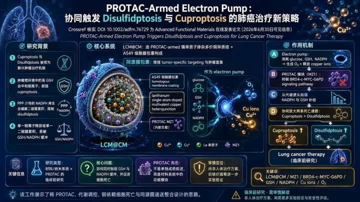 论文速览：AFM报道PROTAC-armed electron pump协同触发肺癌细胞死亡通路