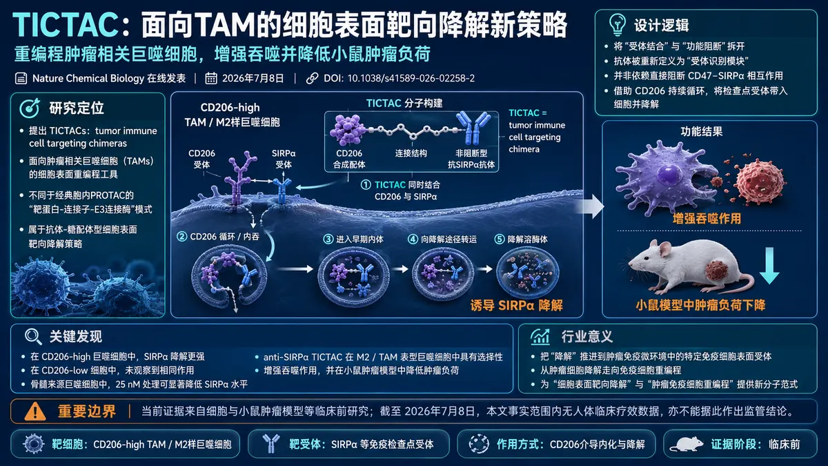论文速览：TICTAC选择性降解肿瘤相关巨噬细胞表面SIRPα并增强吞噬