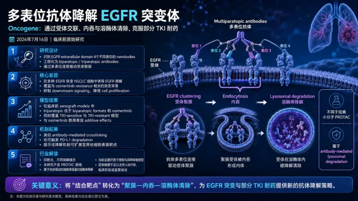 论文速览：多表位抗体诱导 EGFR 突变体溶酶体降解并对抗 TKI 耐药
