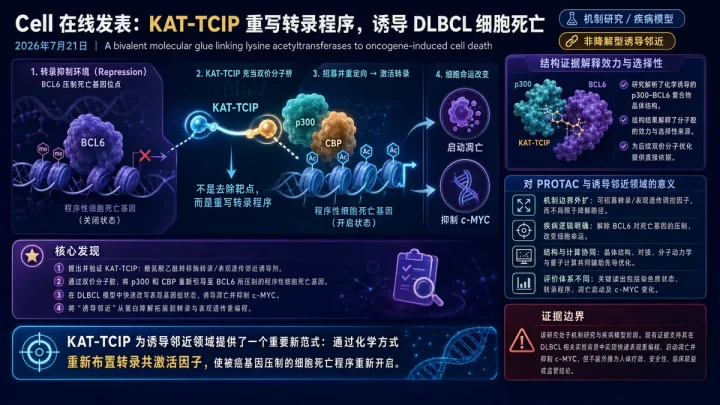 论文速览：KAT-TCIP双价分子胶将p300/CBP重定向至BCL6，诱导DLBCL细胞死亡
