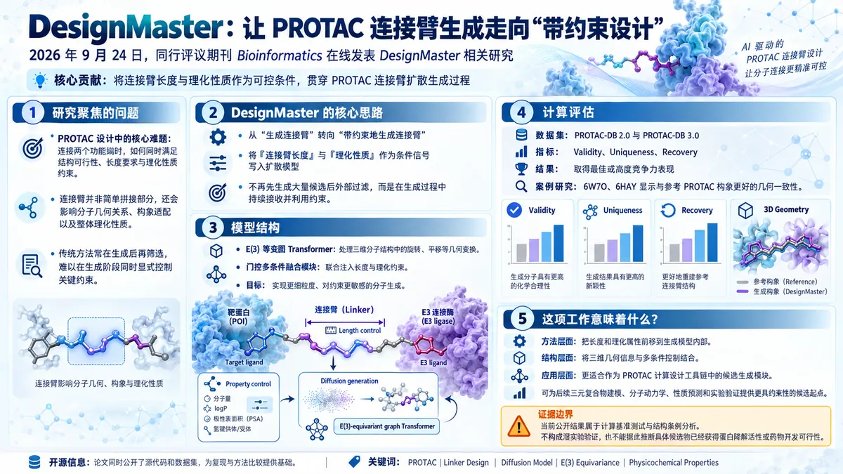 论文速览：DesignMaster 用多条件扩散模型约束 PROTAC 连接臂设计