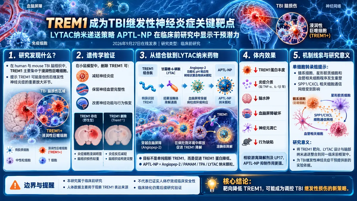 论文速览:TREM1 靶向 LYTAC 纳米颗粒缓解脑损伤模型中的神经炎症