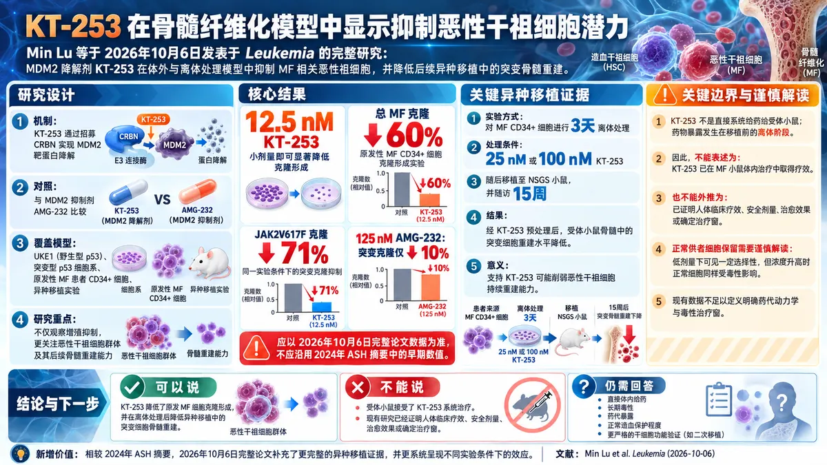 研究速递:KT-253在骨髓纤维化模型中削减恶性干祖细胞