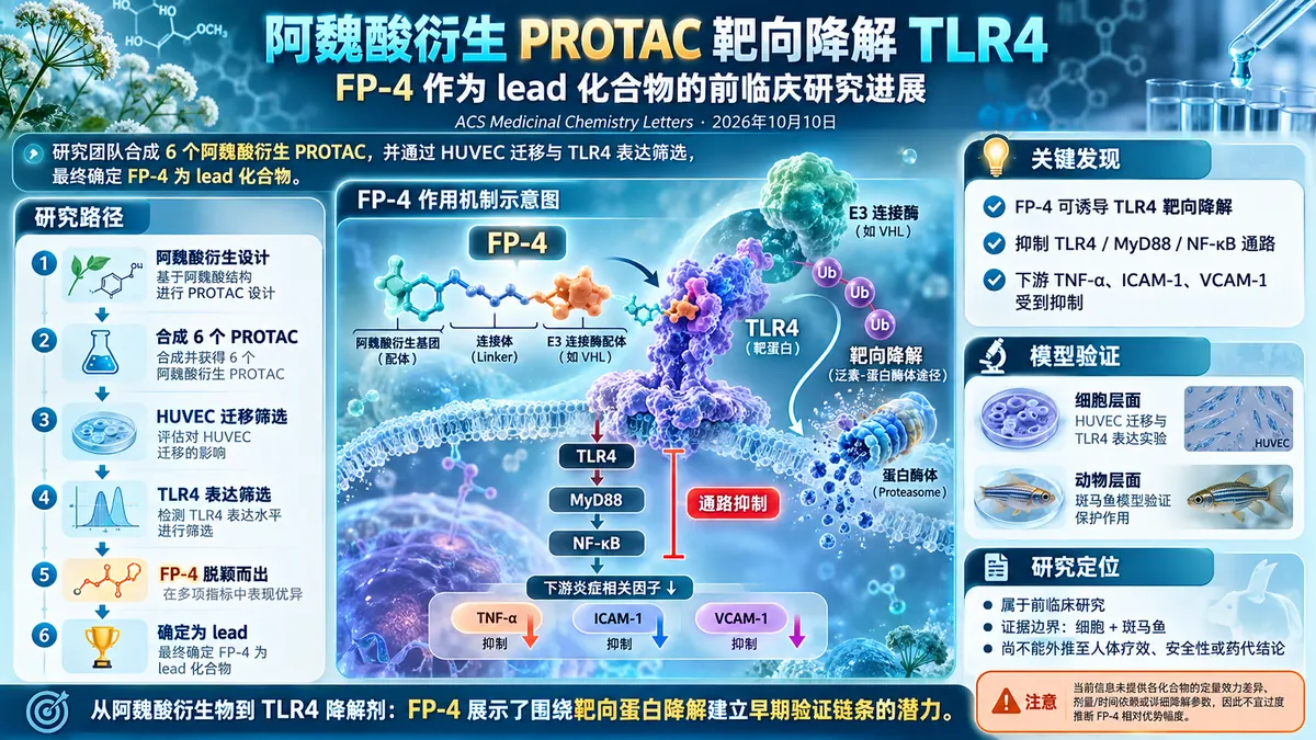 论文速览：阿魏酸衍生PROTAC FP-4靶向降解TLR4，探索内皮保护
