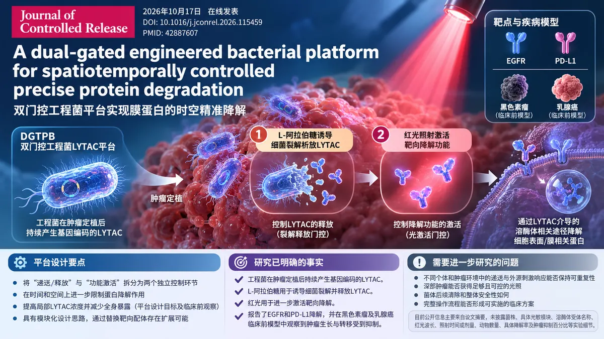 论文速览:双门控工程菌平台分离LYTAC释放与激活,在肿瘤模型中降解EGFR和PD-L1