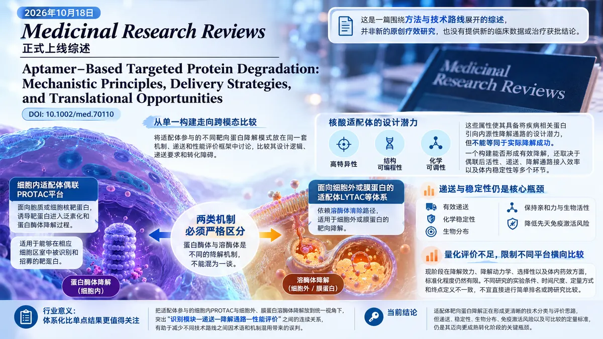 综述速览:适配体靶向蛋白降解走向体系化,递送与量化评价仍是转化瓶颈