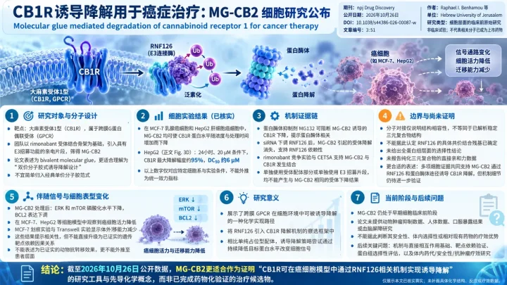 论文速览：MG-CB2诱导CB1受体降解，细胞研究支持RNF126依赖机制